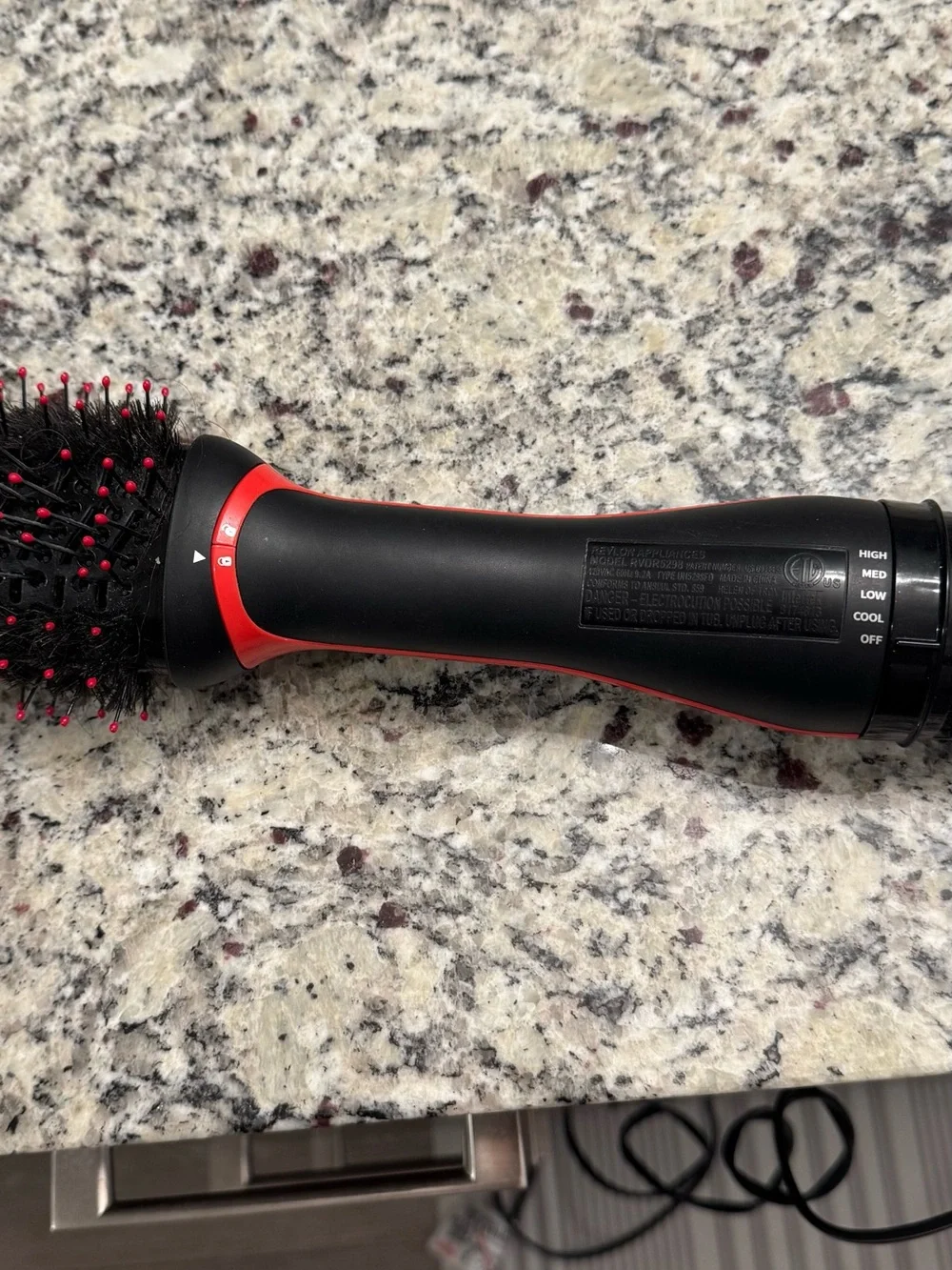 Revlon Hot Air Roundt Brush - Black with Red Accents